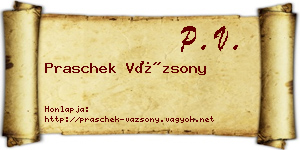 Praschek Vázsony névjegykártya